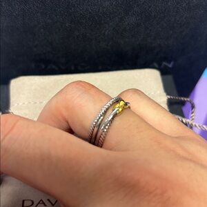 David Yurman Two-Tone Twisted Cable Ring in Silver and Gold Accent